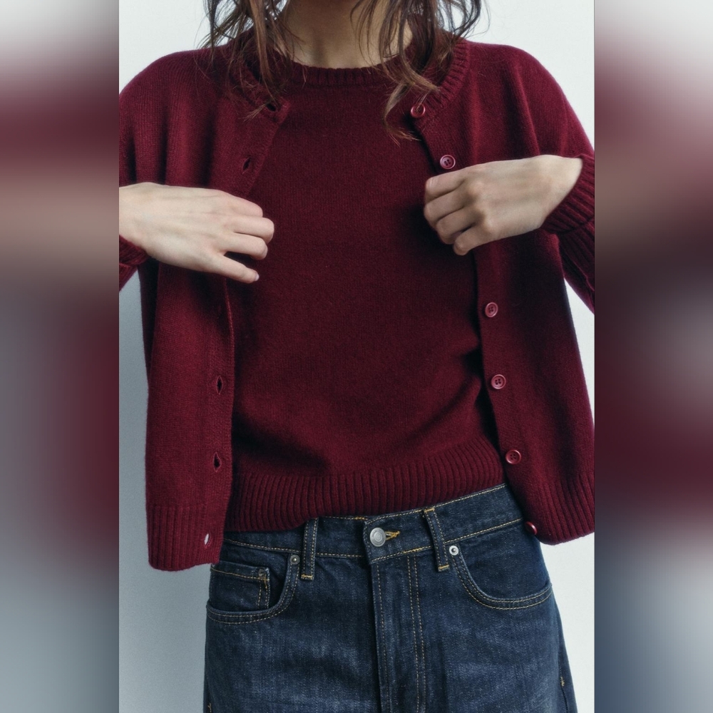 Zara 100% wool round neck, long-sleeve jacket. Front button closure - Picture 4 of 12